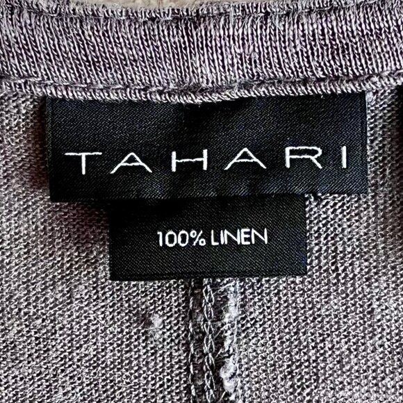 Tahari Womens Size Medium Lightweight Open Front Cardigan Gray 100% Linen EUC - Picture 3 of 14